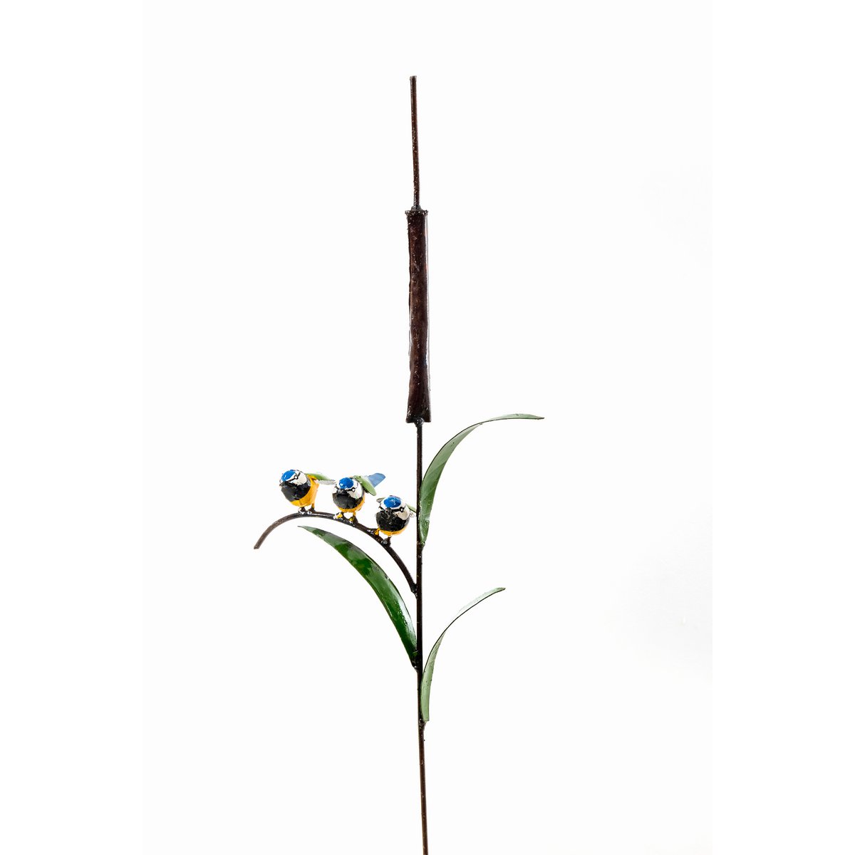 ZIMBA-ARTS METAL FAMILIE VAN 3 BLOEMEES OP CATTAIL