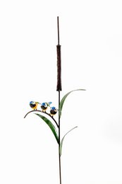 ZIMBA-ARTS METAL FAMILIE VAN 3 BLOEMEES OP CATTAIL