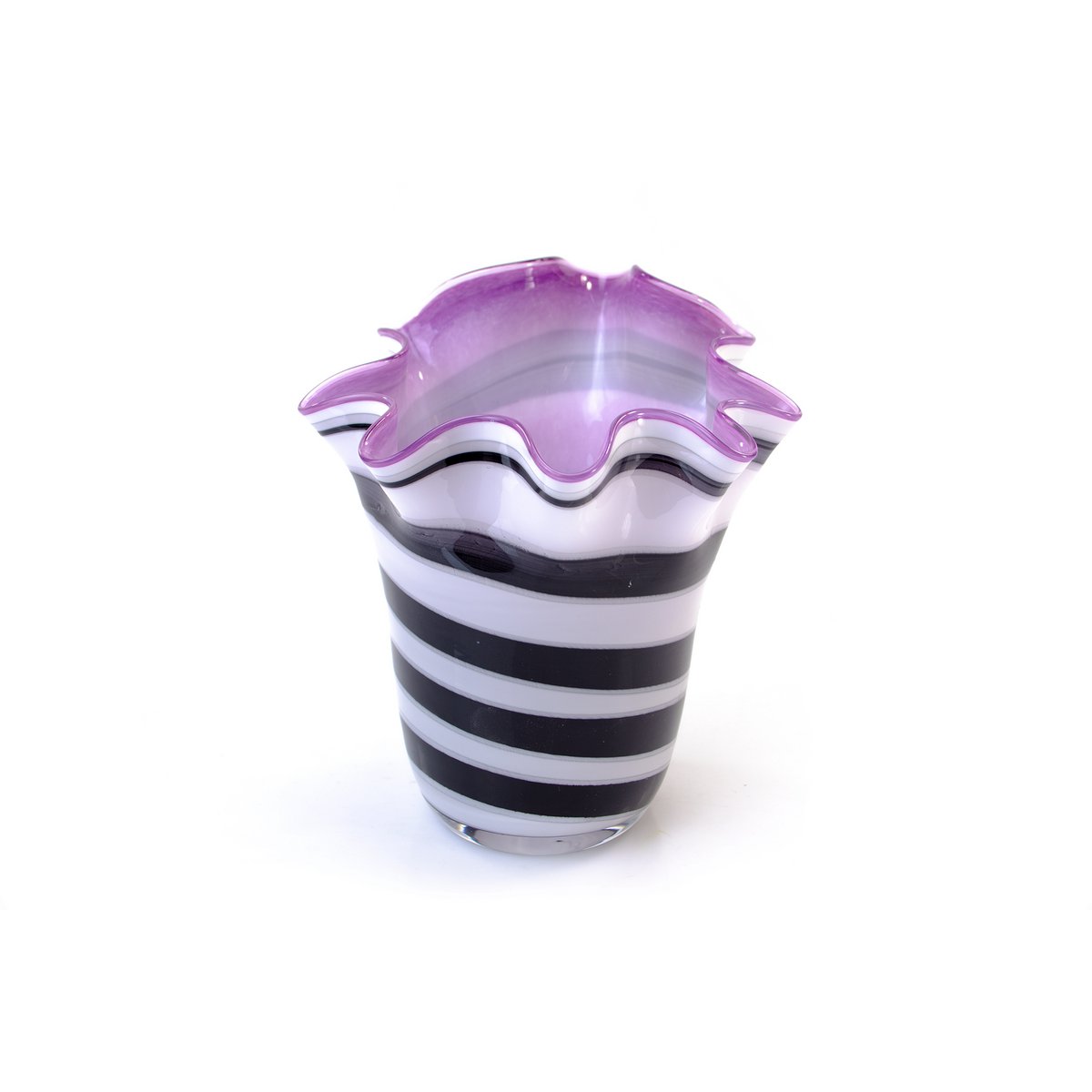 Jarrón de cristal "Colección Zebra" - Morado - altura 20 cm - ø 19 cm