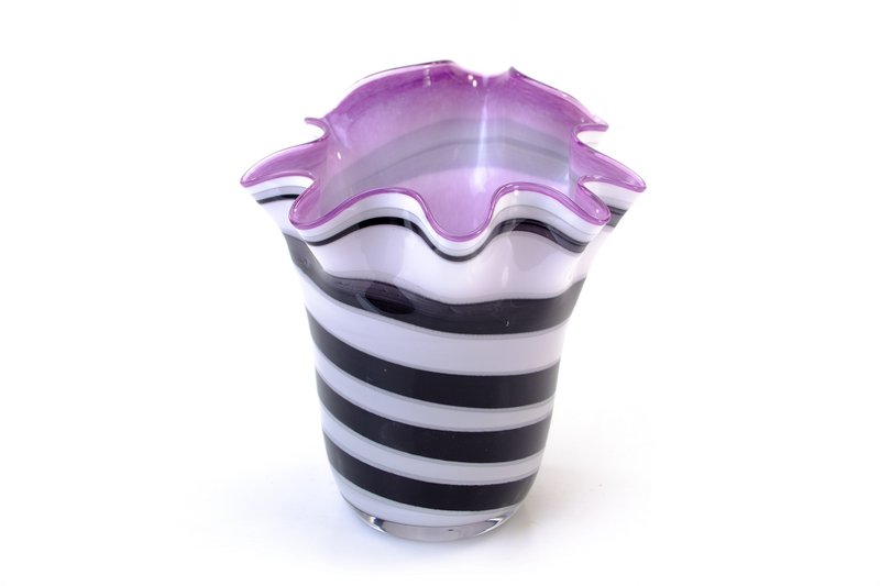 Glasvase "Zebra Collection" - Lilla - højde 20 cm - ø 19 cm
