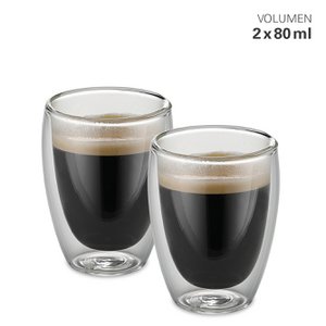 Dubbelwandige glazen S 80 ml set 2