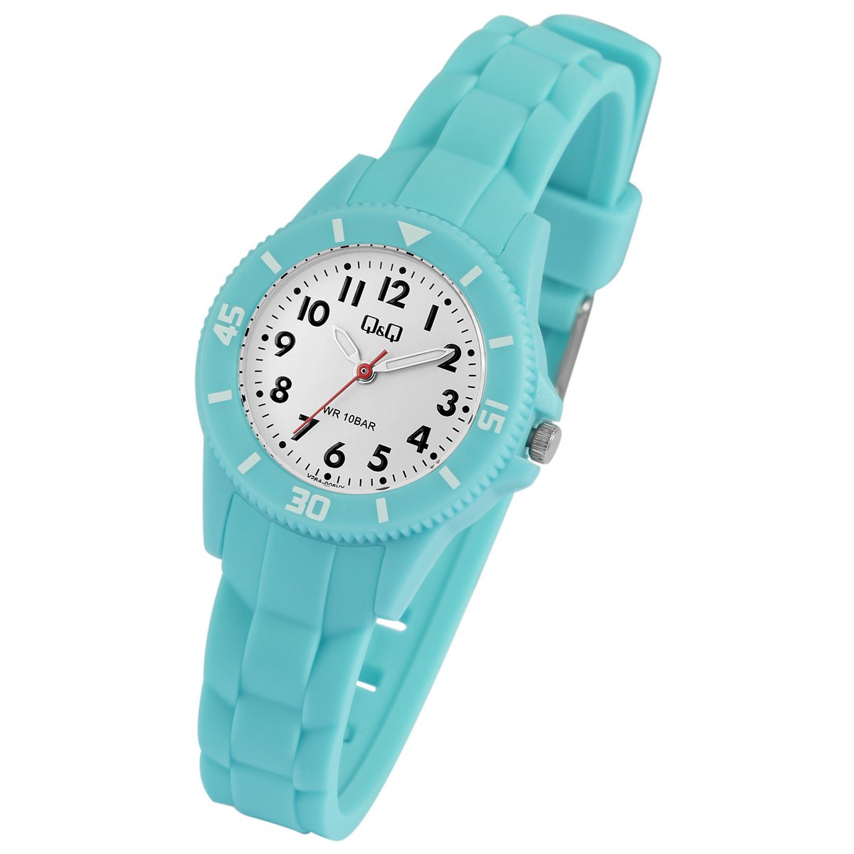 Montre Q&Q pour enfants/jeunes avec bracelet en silicone, 10 ATM, bleu clair