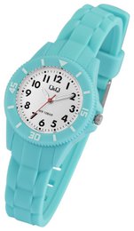 Montre Q&Q pour enfants/jeunes avec bracelet en silicone, 10 ATM, bleu clair