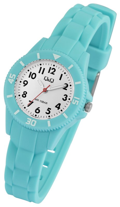 Montre Q&Q pour enfants/jeunes avec bracelet en silicone, 10 ATM, bleu clair