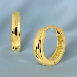 Klassieke Huggie-oorringen gemaakt van 925 sterling zilver - 18K flash-verguld, 14x14 mm - OHR925-151