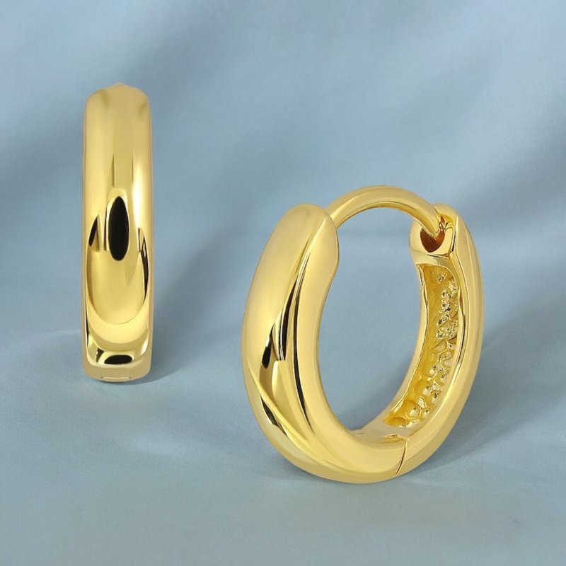 Klassieke Huggie-oorringen gemaakt van 925 sterling zilver - 18K flash-verguld, 14x14 mm - OHR925-151