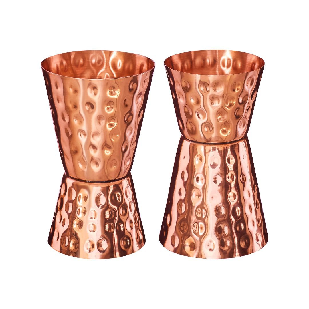 Vasos medidores de cóctel de 3 y 5 cl de cobre puro, hechos a mano