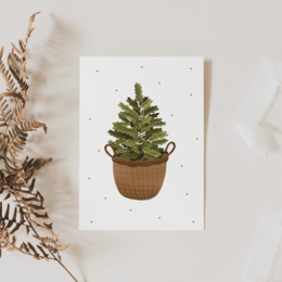 Carte de Noël Sapin de Noël dans un panier - Carte postale de Noël sapin