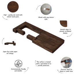Rustic Wall Mount Toilet Paper Holder with Shelf, Bathroom Organizer for TP Storage and Extra Roll Holder