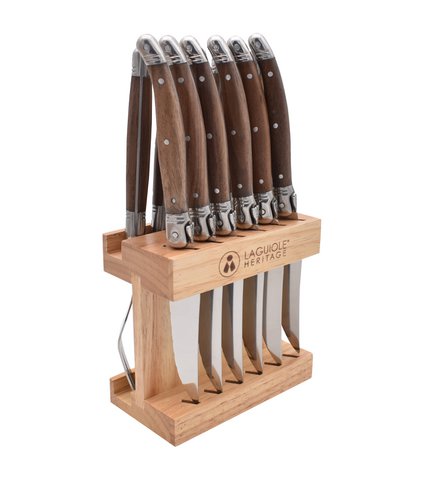 LAGUIOLE HERITAGE Set of 6 knives and 6 forks, walnut wood handle