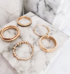 R1062 Classic Anxiety Fidget Ring 10 Boules Doré
