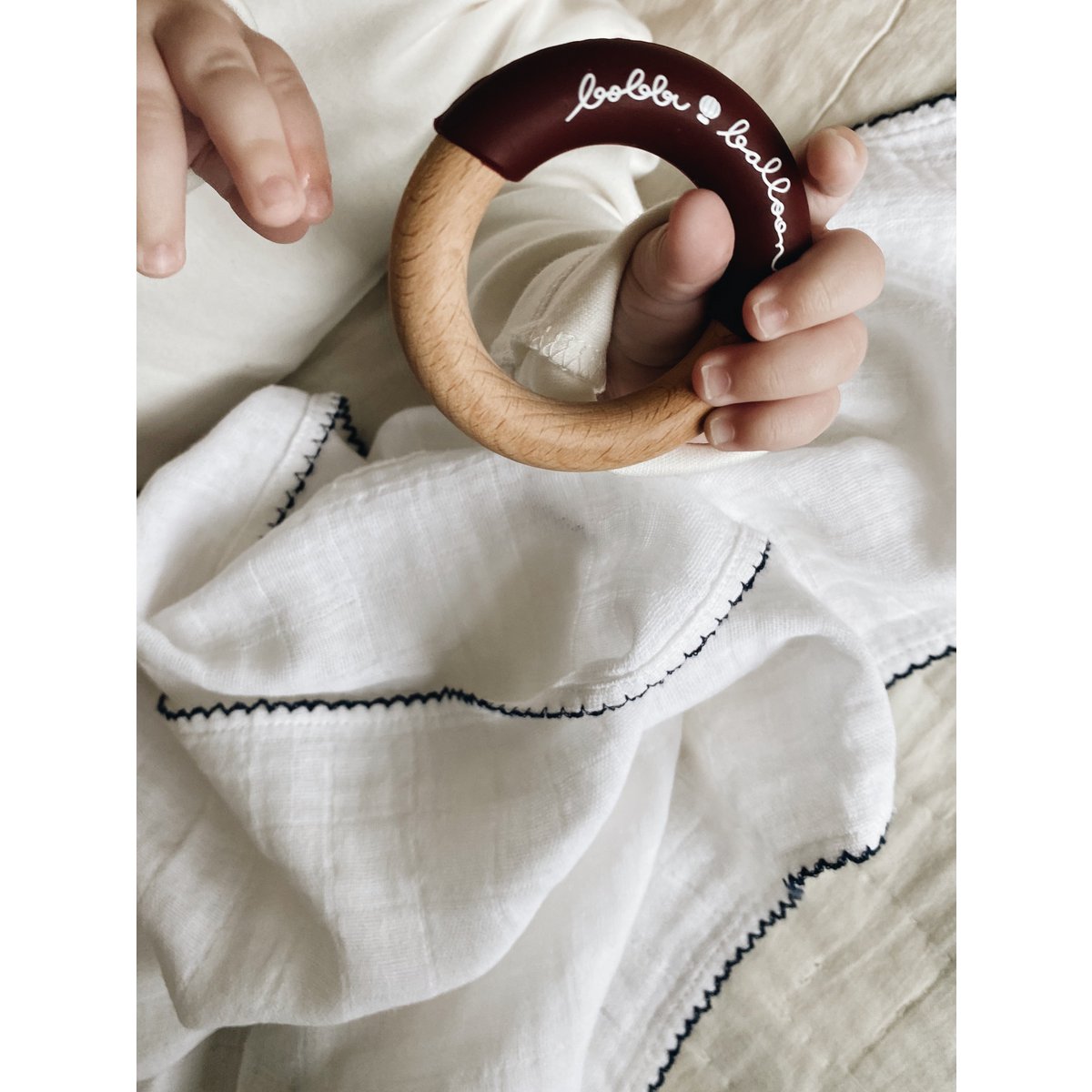 Muslin with crochet piping - Navy Blue Piping