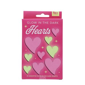 Glow in the dark zelfklevende vormen (doos van 24) - Harten