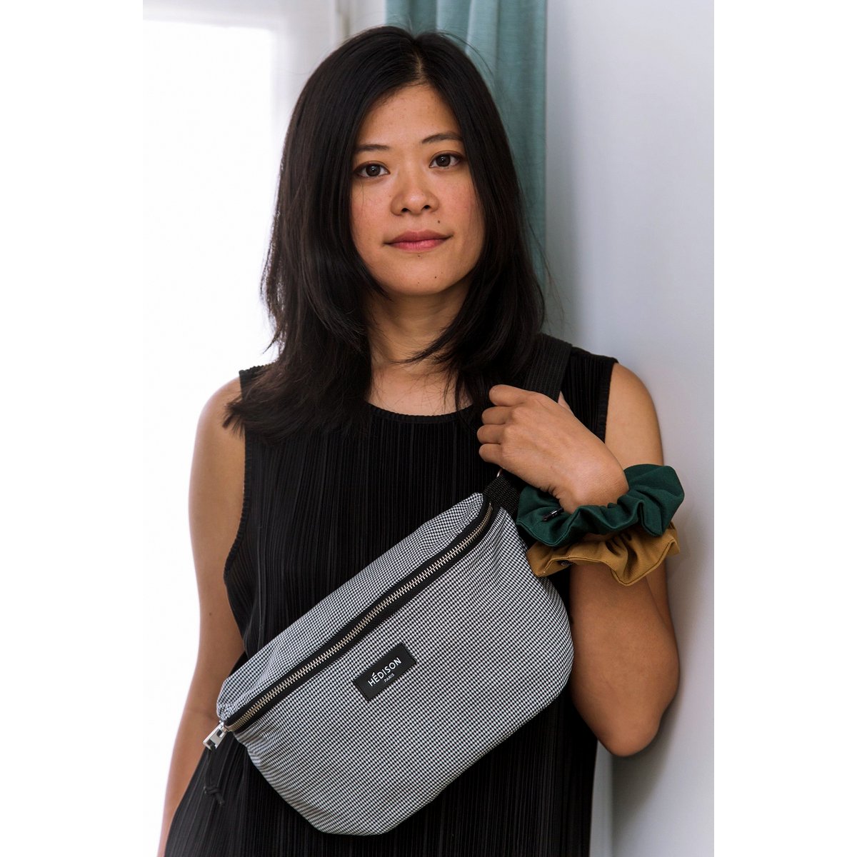 Boston fanny pack - Houndstooth (black and white)