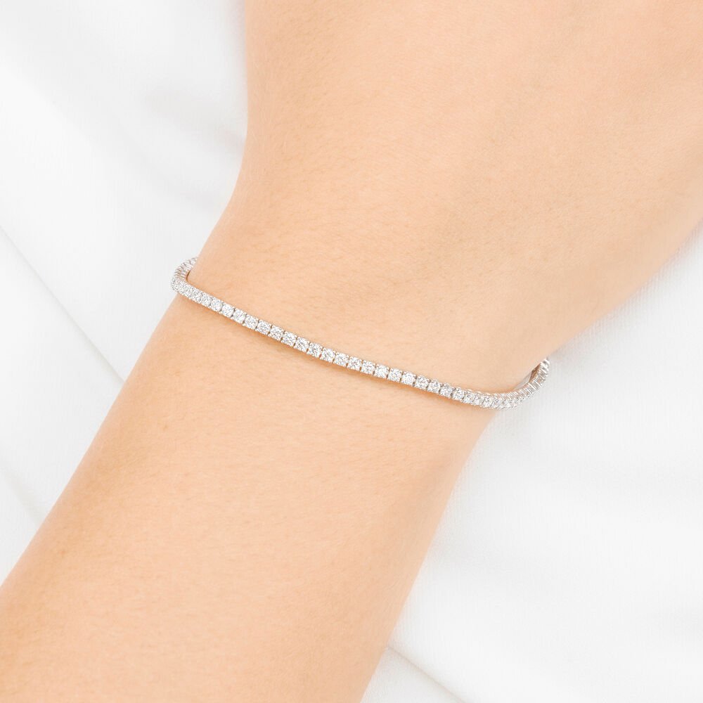 Pulsera tenis oro blanco, diamantes 2,11ct, 17,0 cm