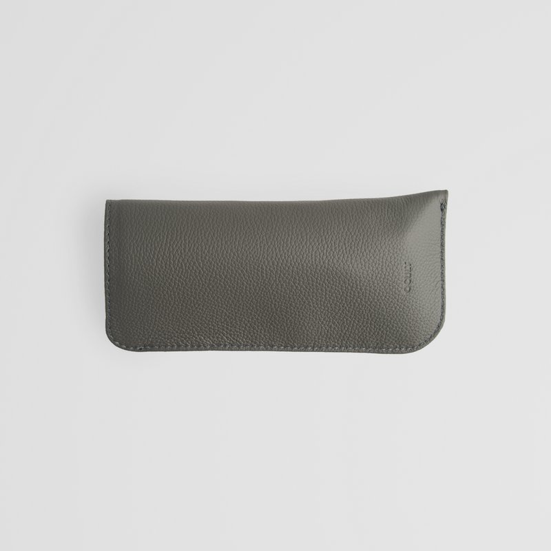 Minimalist Grey Leather Eyewear Sleeve