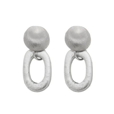Ceramic Loop Earring - Silver
