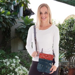 Sunsa small women's sustainable shoulder bag. Shoulder bag made from recycled jeans & canvas (canvas). Handbag vintage retro style. Crossbody bag for women.