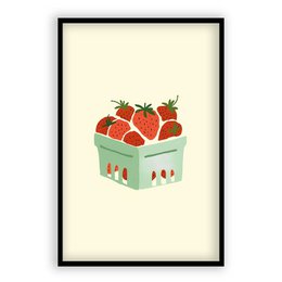 Aardbeien Mandje Illustratie - Poster