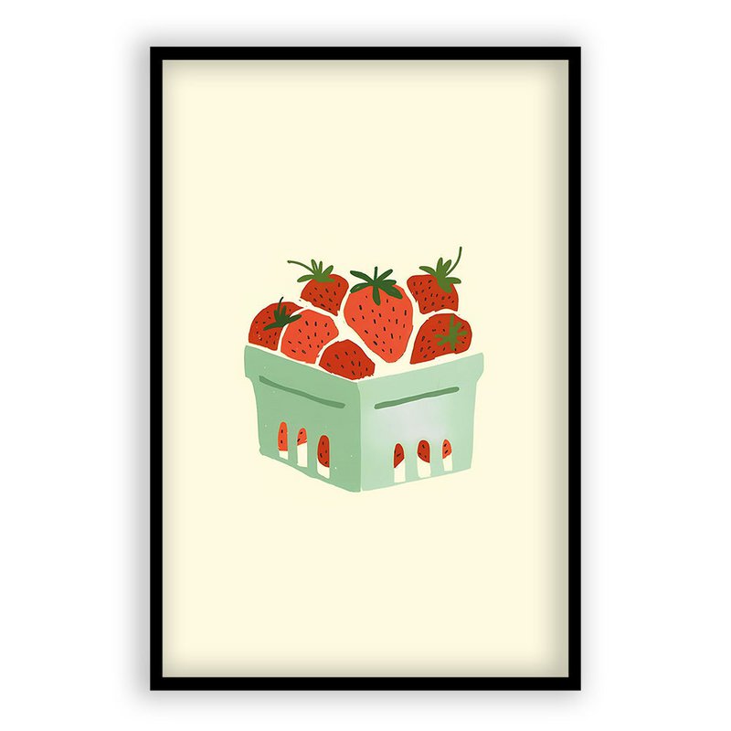 Aardbeien Mandje Illustratie - Poster