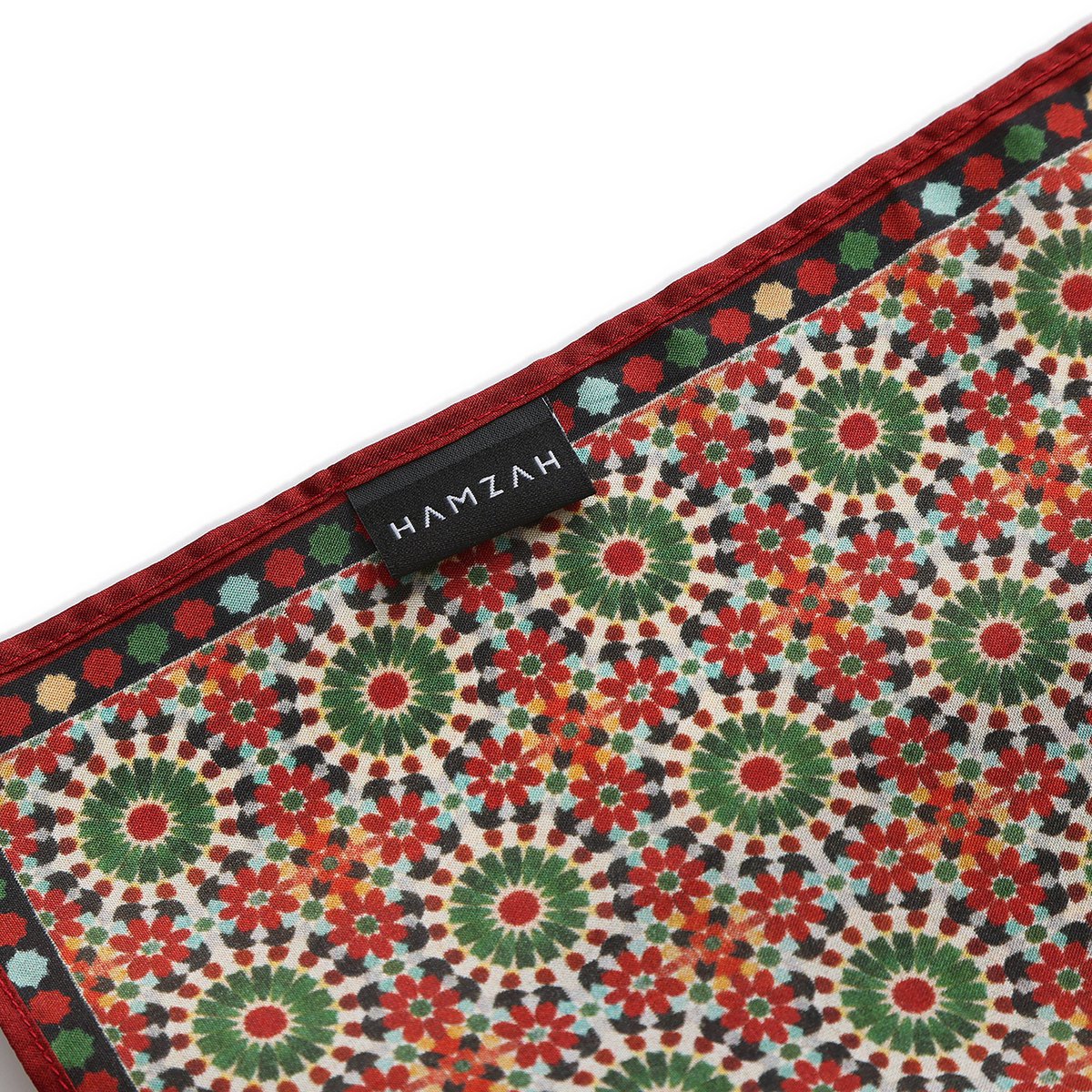 Red and Green Silk Square Scarf Zubaida