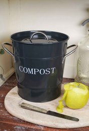 Cubo de compost de carbón lunares blancos 21x19 cm