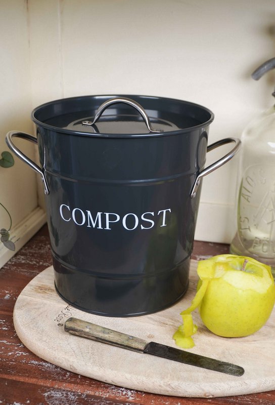 Cubo de compost de carbón lunares blancos 21x19 cm
