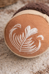 Embroidered Cappuccino Cup Rattle – Handmade Sensory Toy