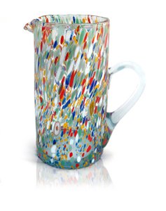 1 hand- en handwerk glazen karaf met murrine di murano, "I Colori di Murano" lijn 1000 ml. Gemaakt in Italië