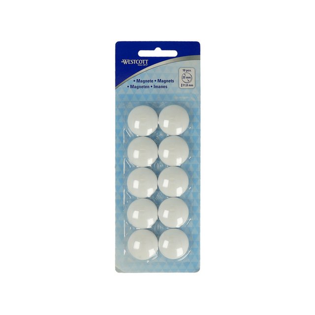Imán Westcott blanco pack de 10 uds. 25mmx11,8mm, tapa de 300g: 4-6 hojas de 80gr. papel
