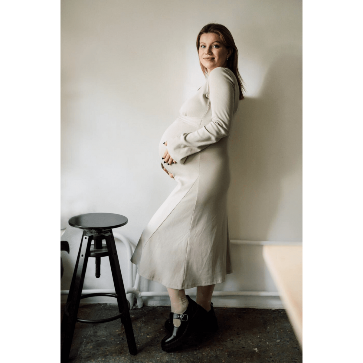 Robe de maternité et infirmière Tisu, beige crème
