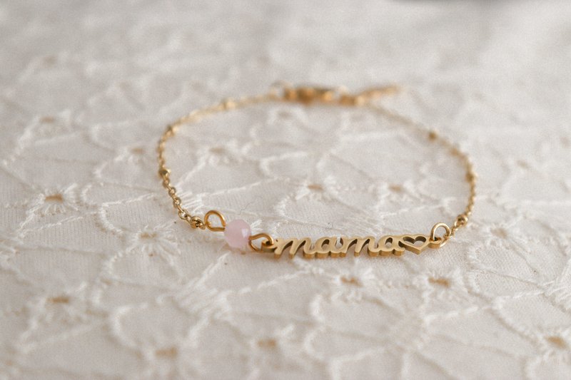 Bracelet Mama & Quartz Rose - Or