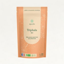 Triphala Bio 120 capsules, a natural supplement for digestion and transit, made in France with organic ingredients.