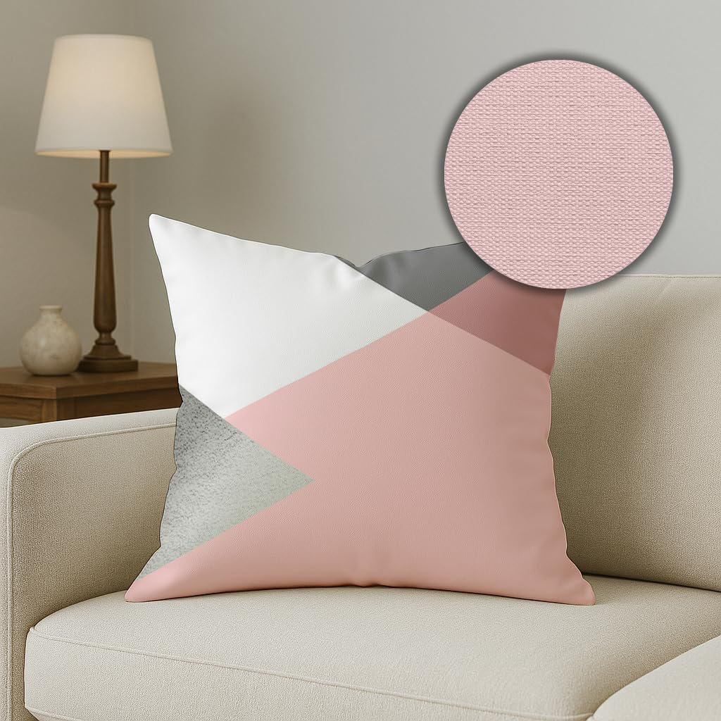 Polycotton Cushion Covers – Geometric Triangle Design – 18x18 Inch, Set of 5 Retail Ready
