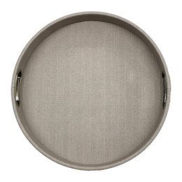 Comprimé rond des motifs de tricot brun beige avec poignées en laiton