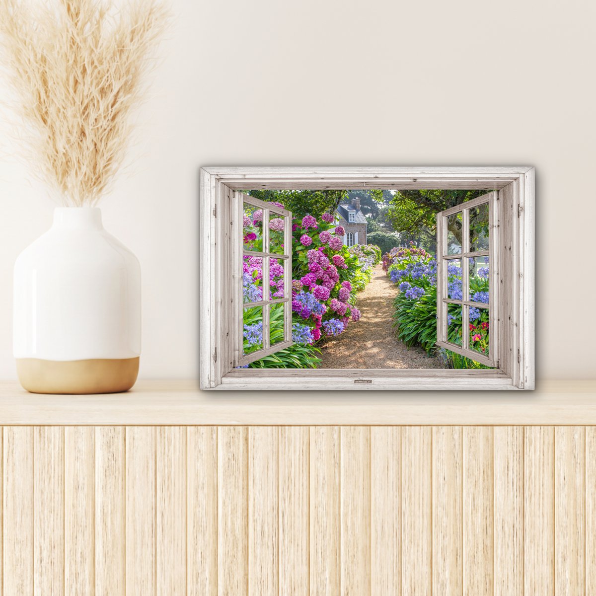 Leinwand Malerei - Wanddekoration - Hortensia - Blick - Blumen - Sommer - Lila - Pad
