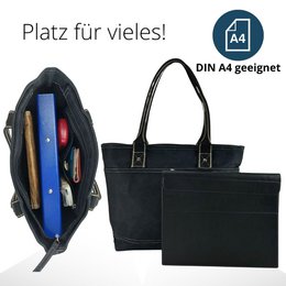 Domelo Damen gewachste Canvas Shopper. Wasserabweisende Handtasche.  Vegane Schultertasche . Einfarbig Damentasche A4 geeignet