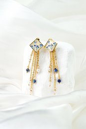 Varia Enamel Earrings – detachable Lapis & Pearl drop