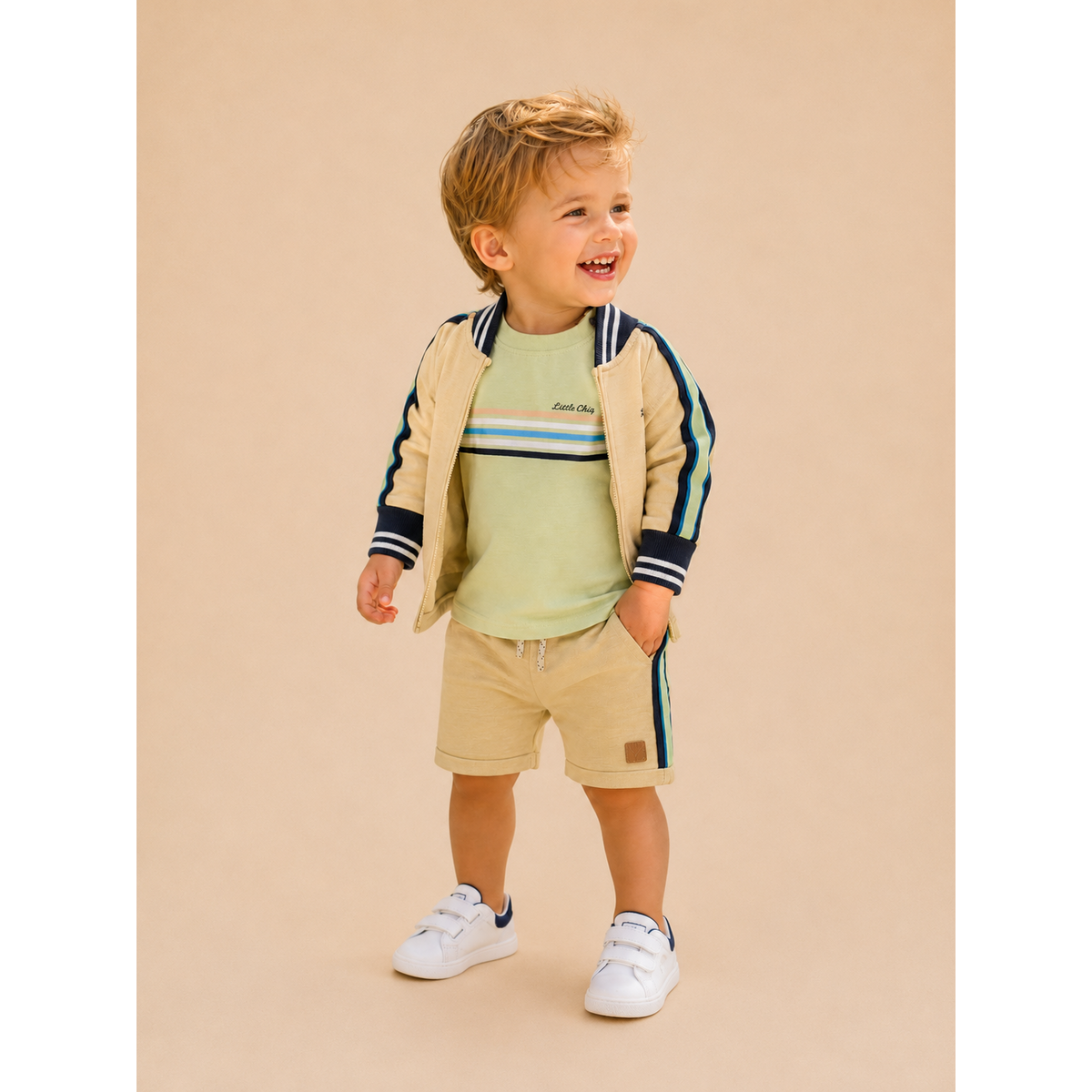 Little Chiq Baby Boys Cardigan – Beige/Green