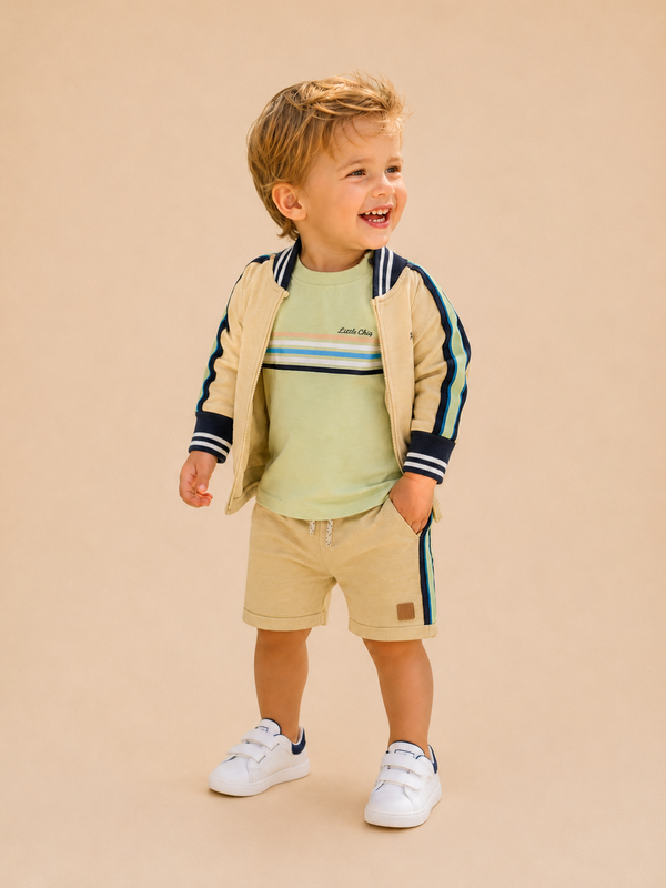 Little Chiq Baby Boys Cardigan – Beige/Green