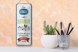 Tin sign saying 27x10 cm kitchen self-cleaning That means every decorative sign