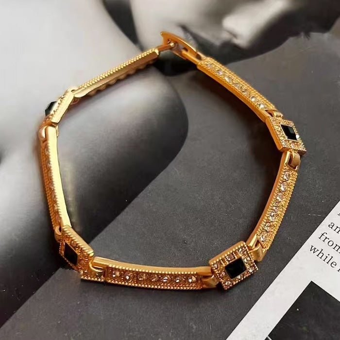 Vintage stil geometrisk sort onyx smykkesæt