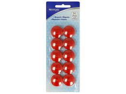 Magneet Westcott rood pak à 10st. Ø 25mmx11,8mm, 300g cap: 4-6 vel 80gr. papier