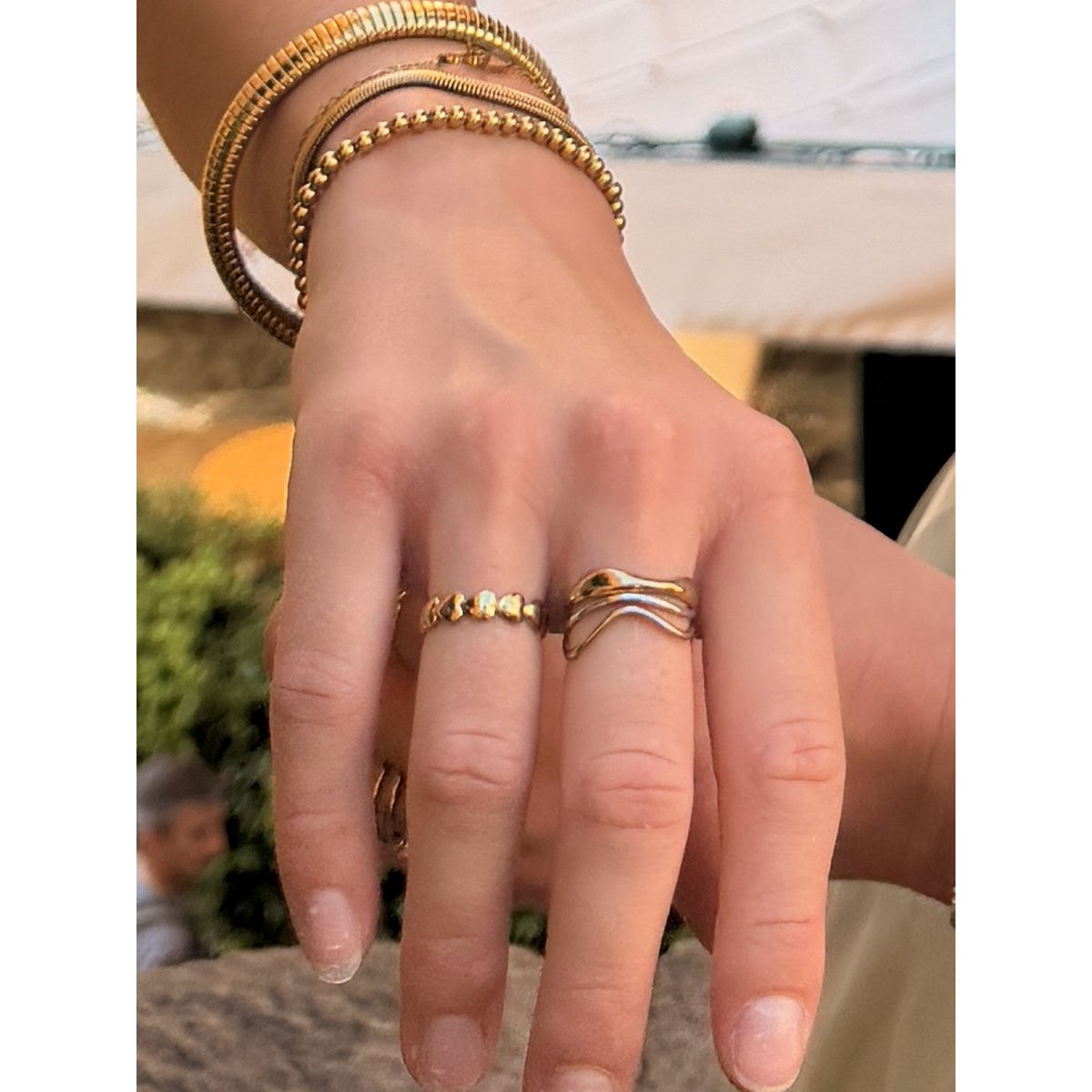 Ceylin – Bague Ajustable avec Coeurs – Doré