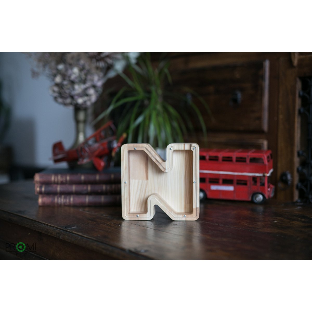 Wooden Piggy Bank Lille, brevpengebank, møntkasse, træboksepenge, sparer pengeboks