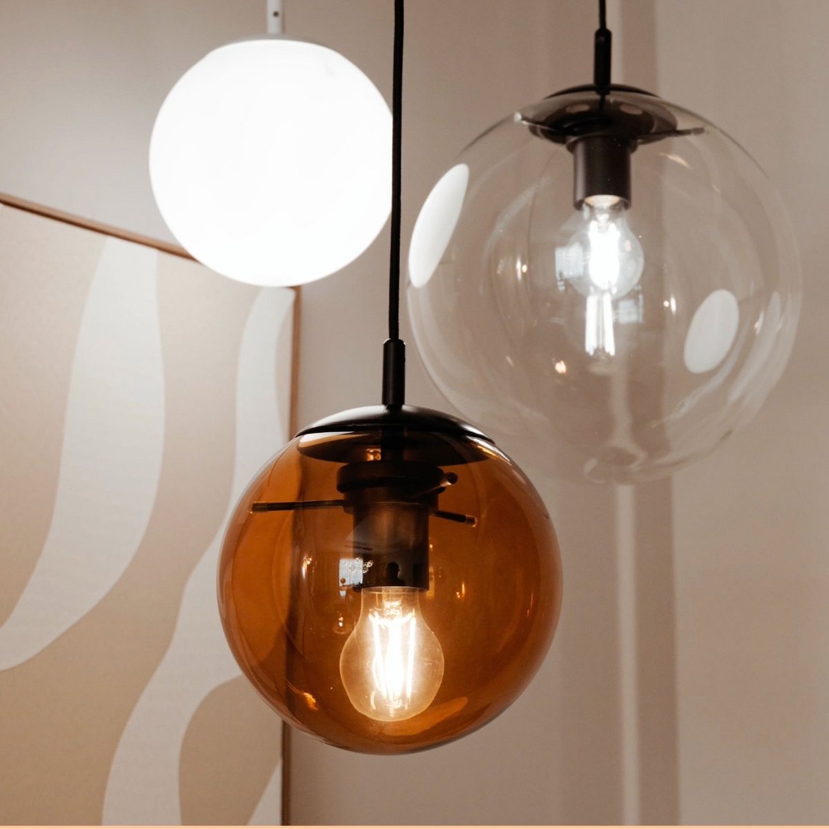 s.luce Orb Glaskugel Hängelampe 150cm Aufhängung Schwarz