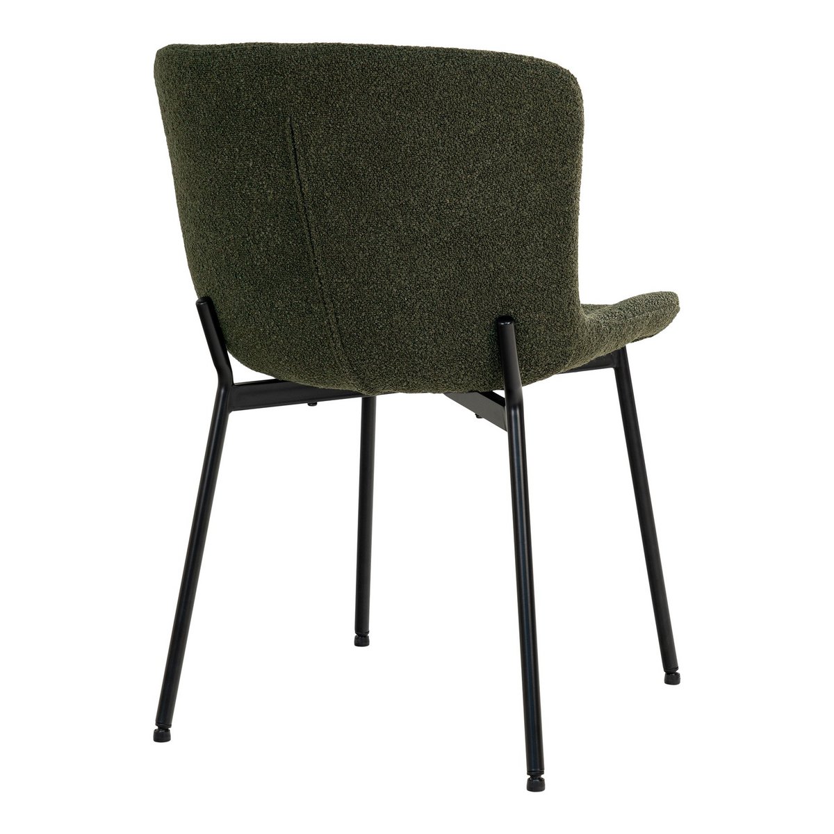 Maceda Dining Chair - Dark Green Bouclé, Black Legs - Set of 2