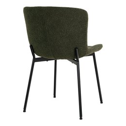 Maceda Dining Chair - Dark Green Bouclé, Black Legs - Set of 2