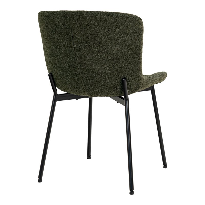 Maceda Dining Chair - Dark Green Bouclé, Black Legs - Set of 2