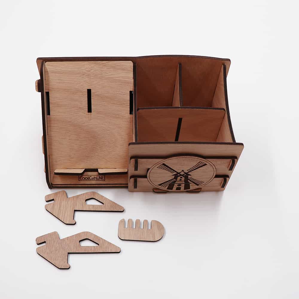 CoolCuts Mill Desk Organizer Including Mobile / Tablet Holder in Brown